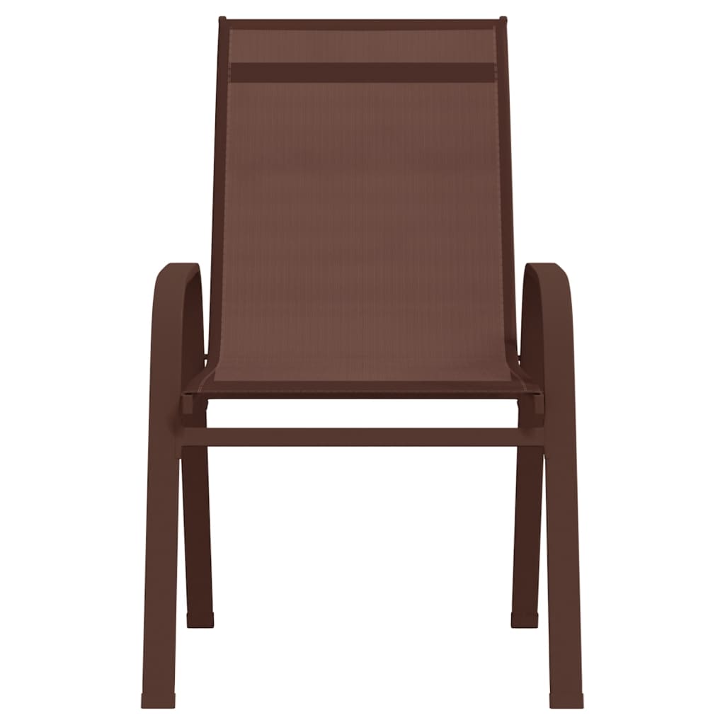 vidaXL Stohovateľné záhradné stoličky 4 ks hnedé textilénová látka