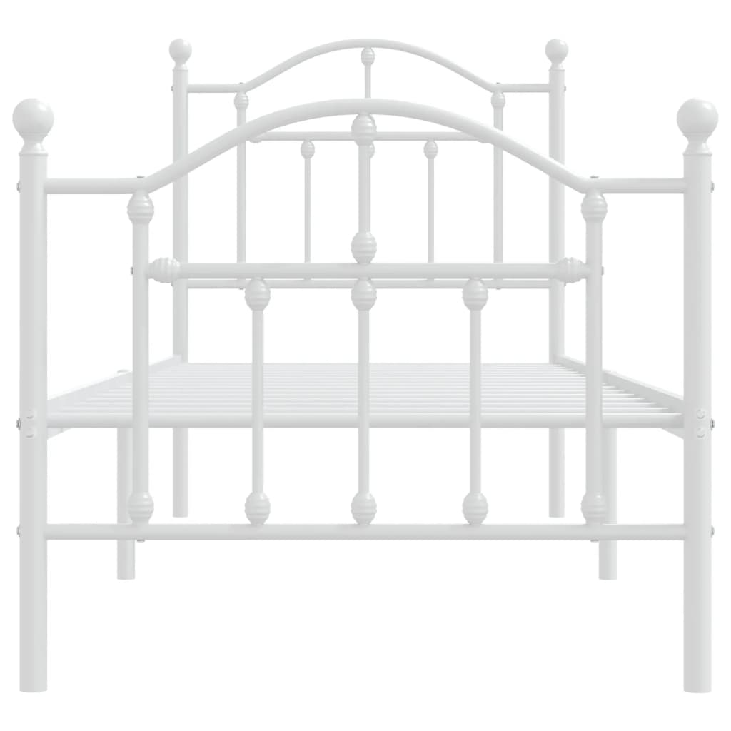 vidaXL Kovový rám postele s čelom a podnožkou biely 75x190 cm