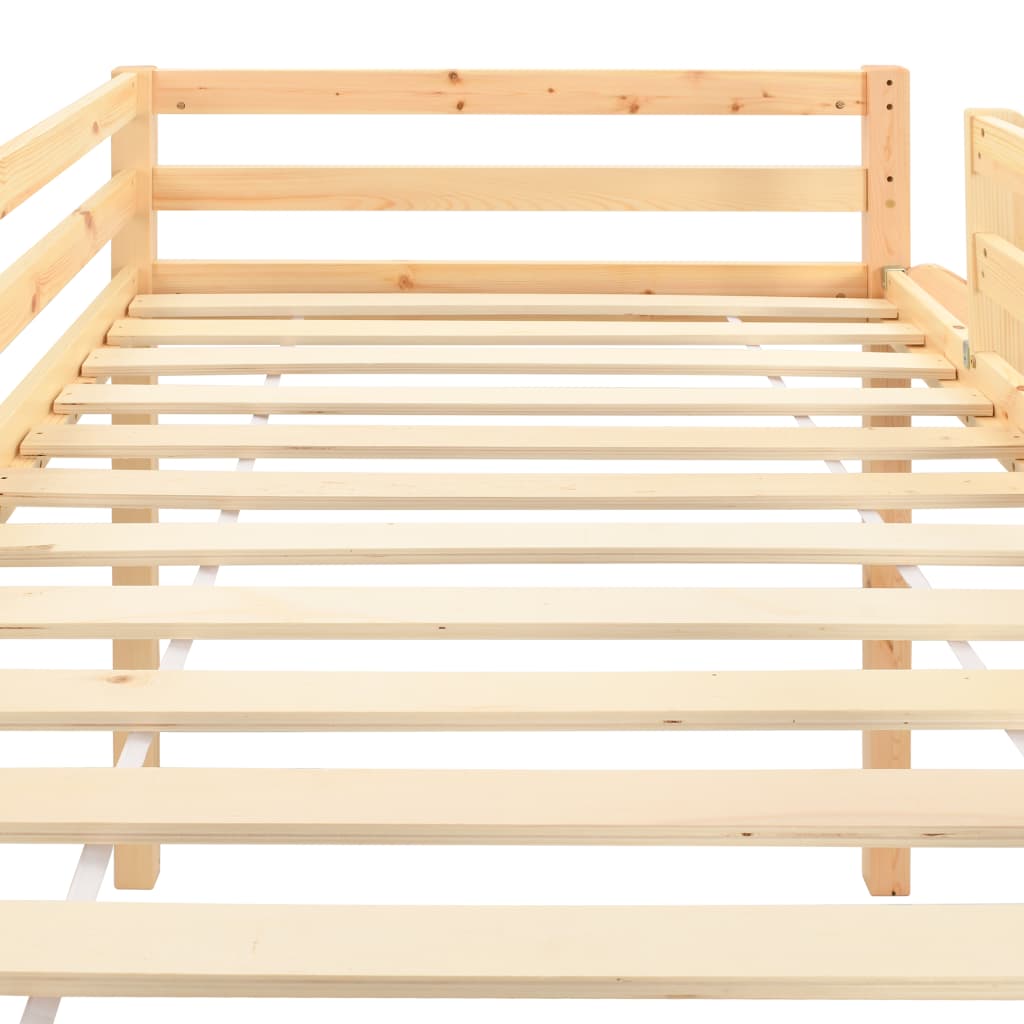vidaXL Rám detskej poschodovej postele so šmykľavkou rebríkom borovica