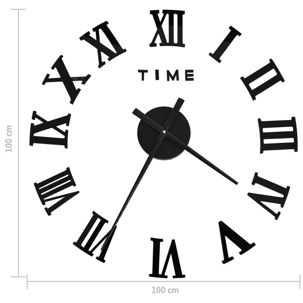 vidaXL 3D nástenné hodiny s moderným dizajnom čierne 100 cm XXL