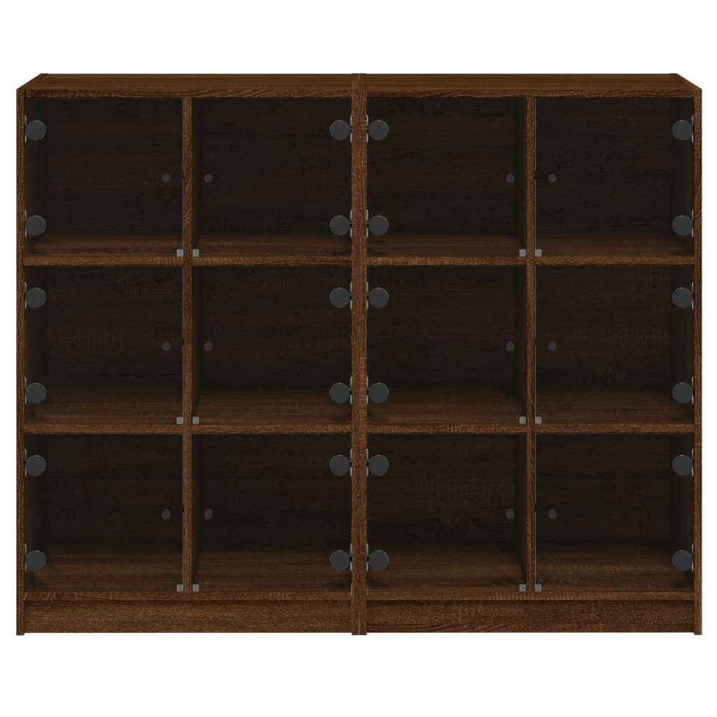 vidaXL Knižnica s dvierkami hnedý dub 136x37x109 cm kompozitné drevo