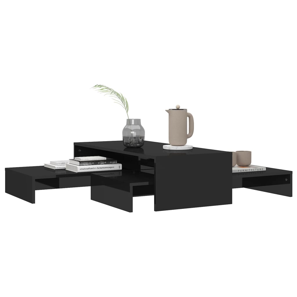 vidaXL Zasúvací konferenčný stolík lesklý čierny 100x100x26,5 cm