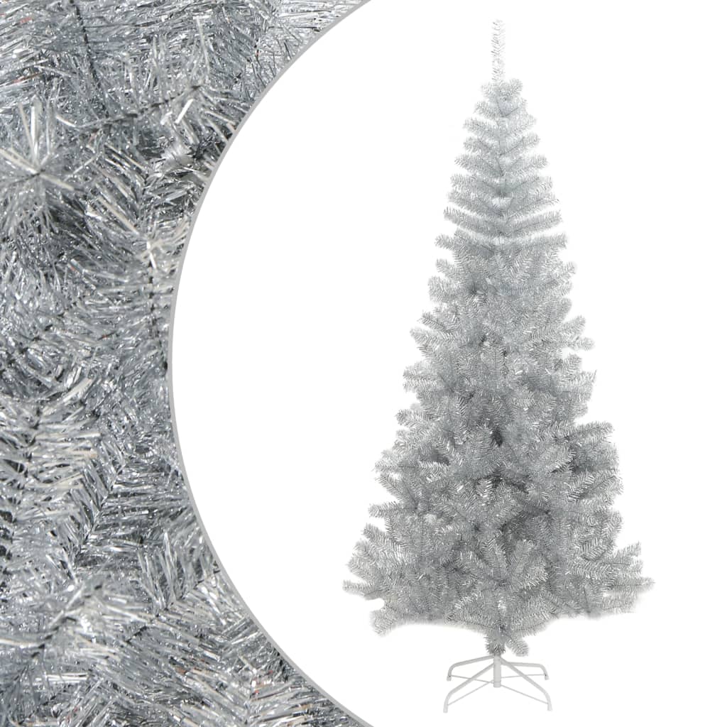 vidaXL Umelý vianočný stromček so stojanom, strieborný 240 cm, PET