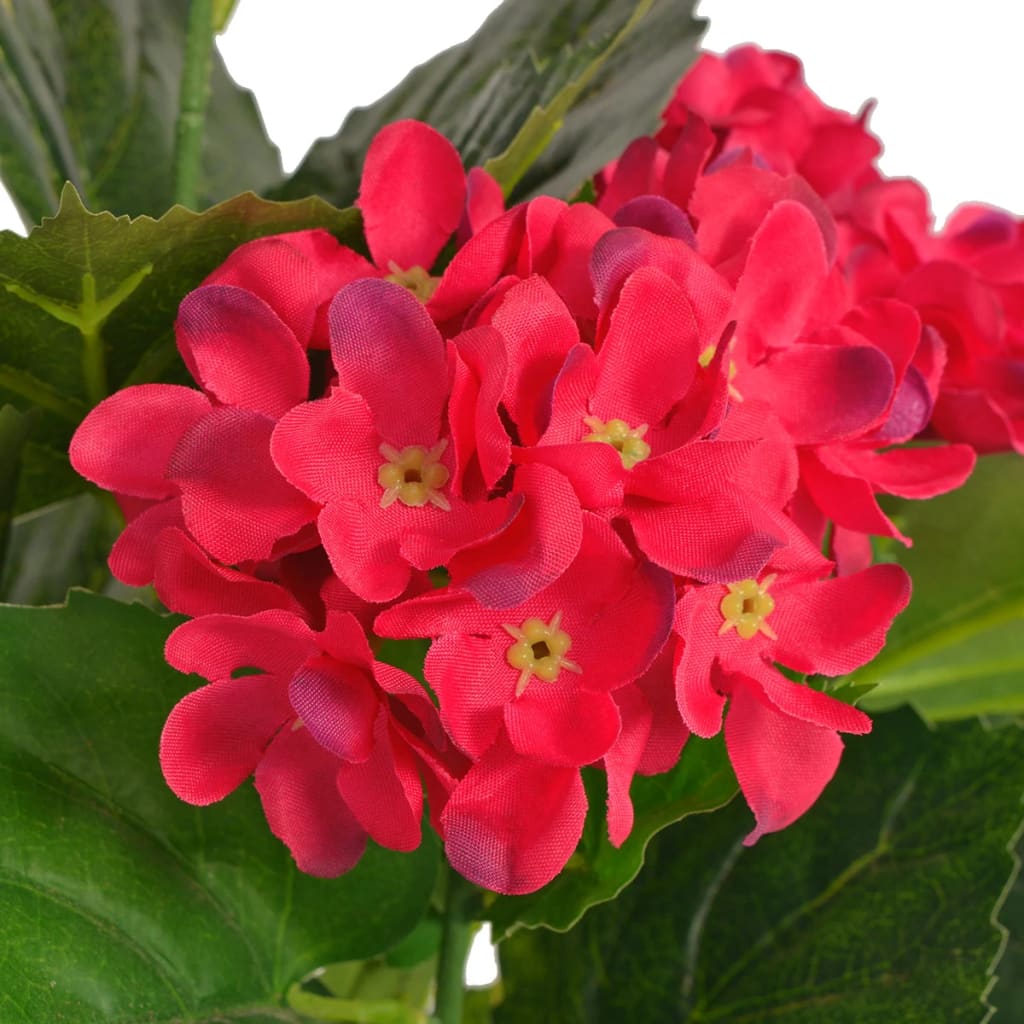 vidaXL Umelá rastlina, hortenzia s kvetináčom 60 cm, červená