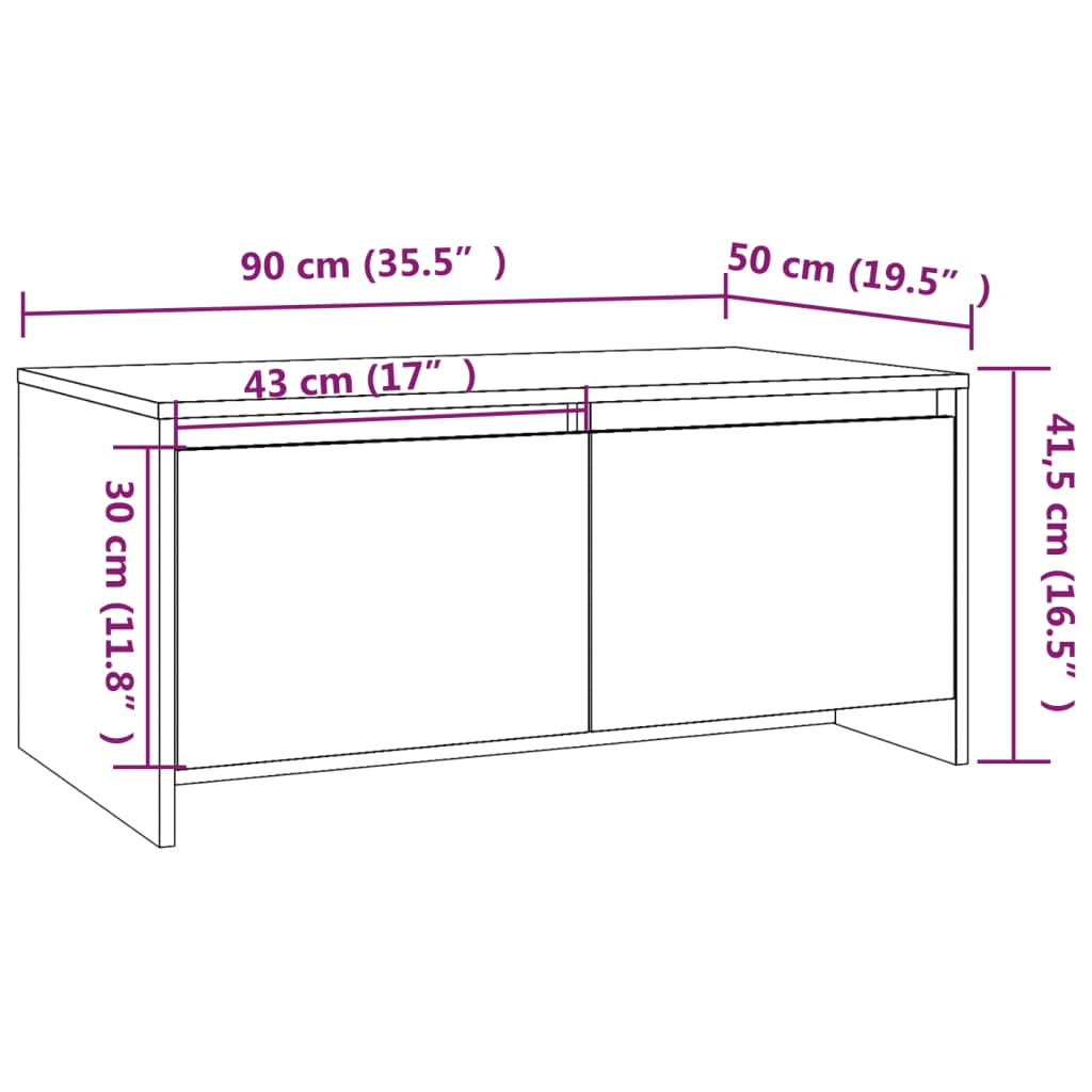 vidaXL Konferenčný stolík betónovo sivý 90x50x41,5 cm drevotrieska