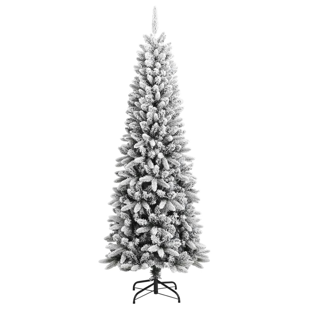 vidaXL Zasnežený umelý vianočný stromček 210 cm PVC a PE