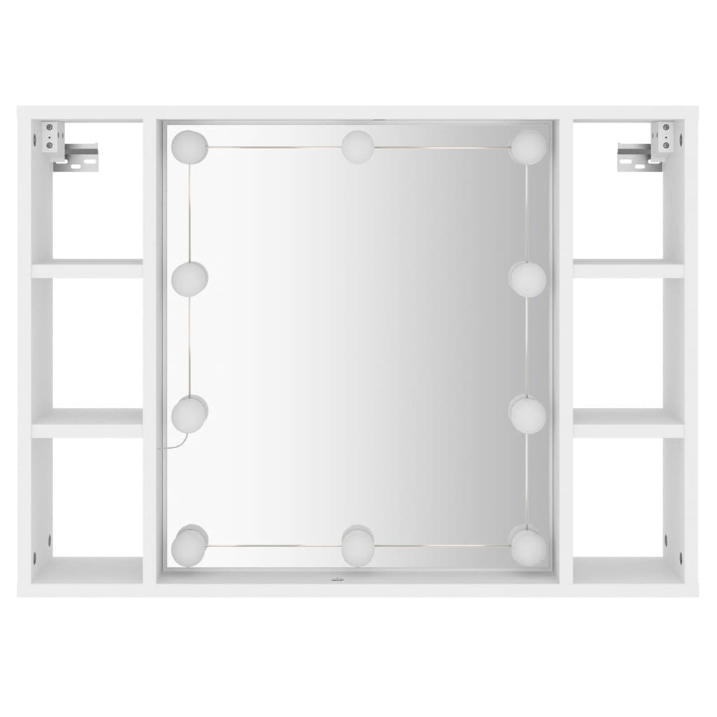 vidaXL Zrkadlová skrinka s LED biela 76x15x55 cm