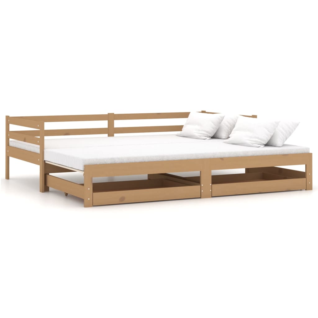 vidaXL Rozkladacia denná posteľ 2x(90x200)cm, medová, borovicový masív