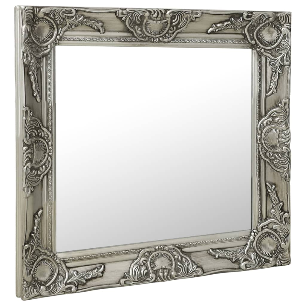 vidaXL Nástenné zrkadlo v barokovom štýle 50x50 cm strieborné