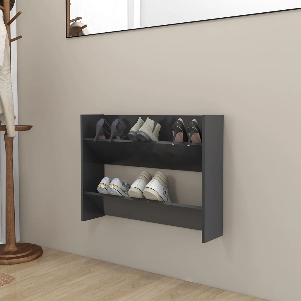 vidaXL Nástenná skrinka na topánky, sivá 80x18x60 cm, kompozitné drevo