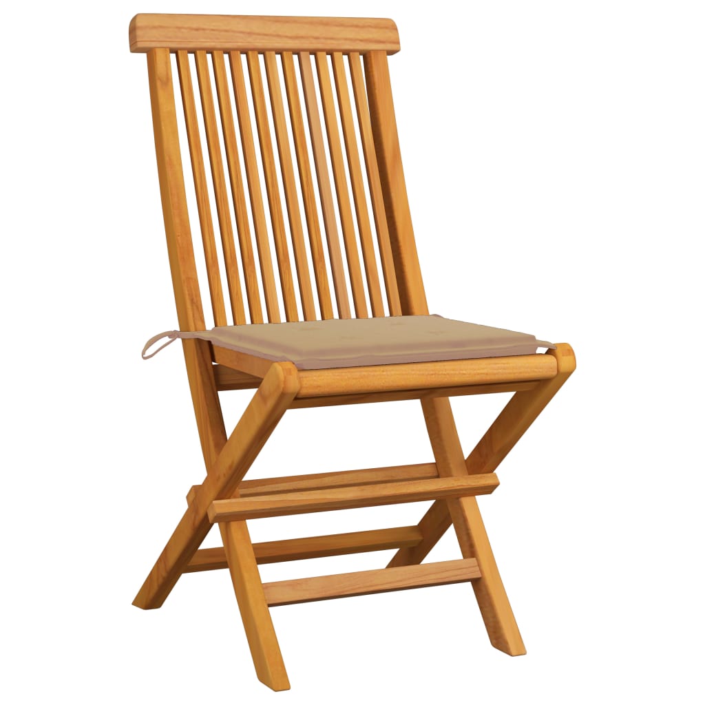 vidaXL Záhradné stoličky, béžové podložky 4 ks, tíkový masív