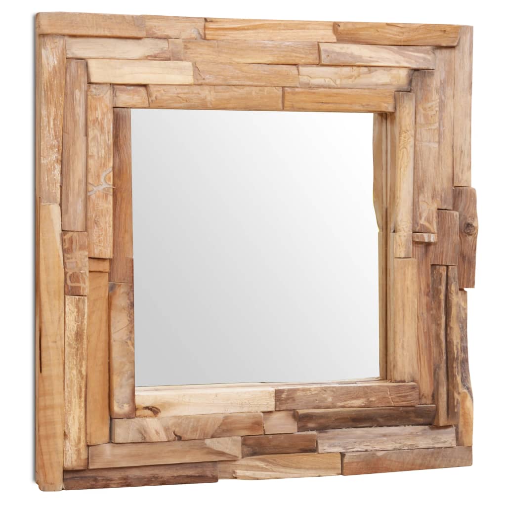 vidaXL Dekoratívne zrkadlo z teakového dreva, 60x60 cm, štvorcové