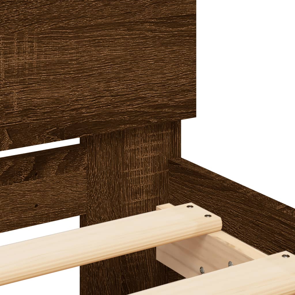 vidaXL Posteľný rám s čelom hnedý dub 75x190 cm kompozitné drevo