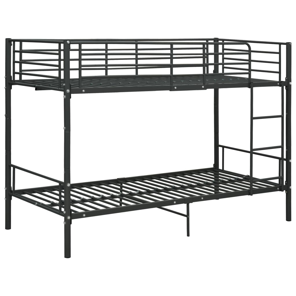 vidaXL Poschodová posteľ čierna kovová 90x200 cm