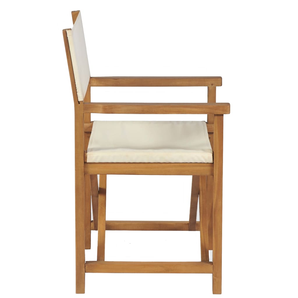 vidaXL Skladacia riaditeľská stolička masívny teak krémovo-biele
