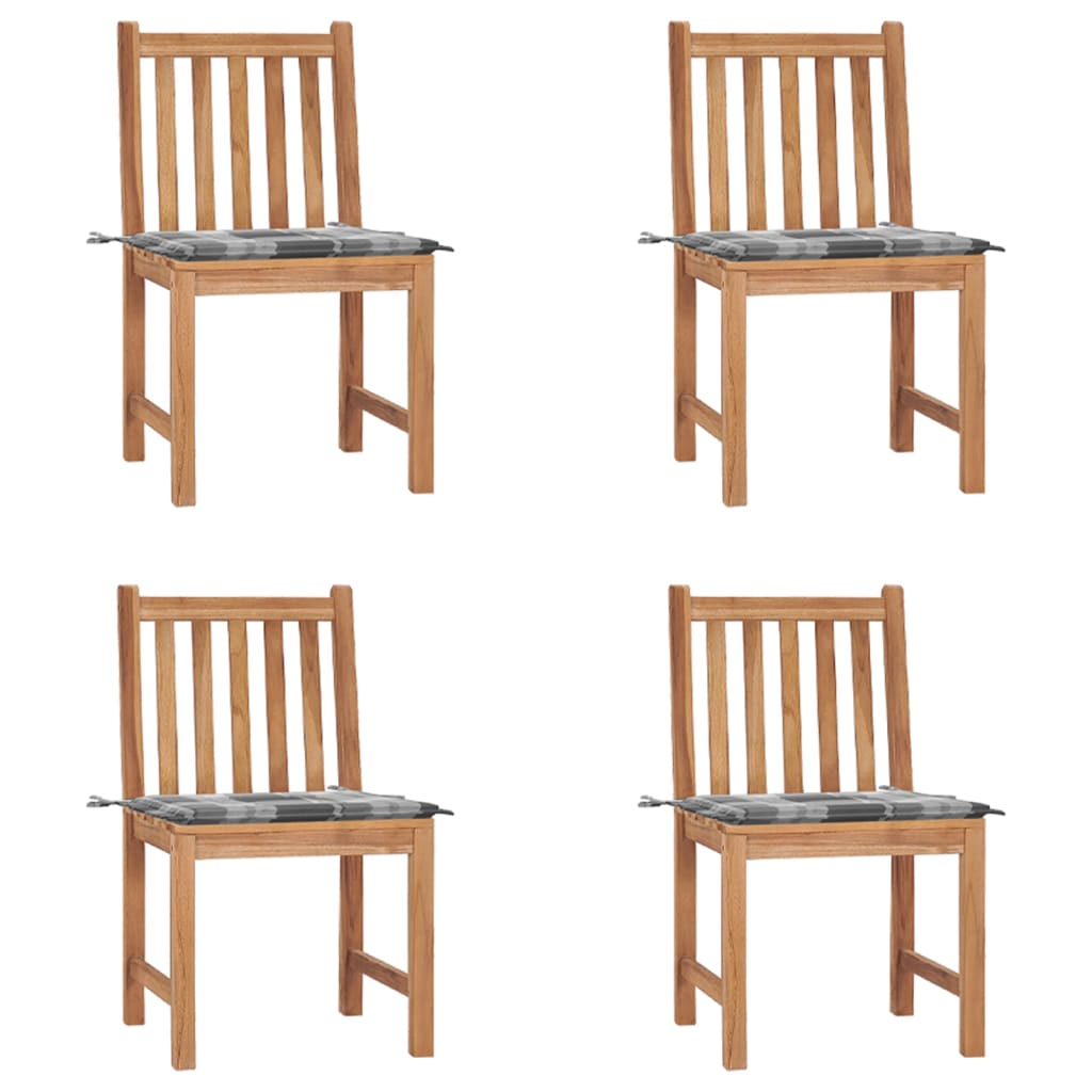 vidaXL Záhradné stoličky 4 ks s podložkami tíkový masív