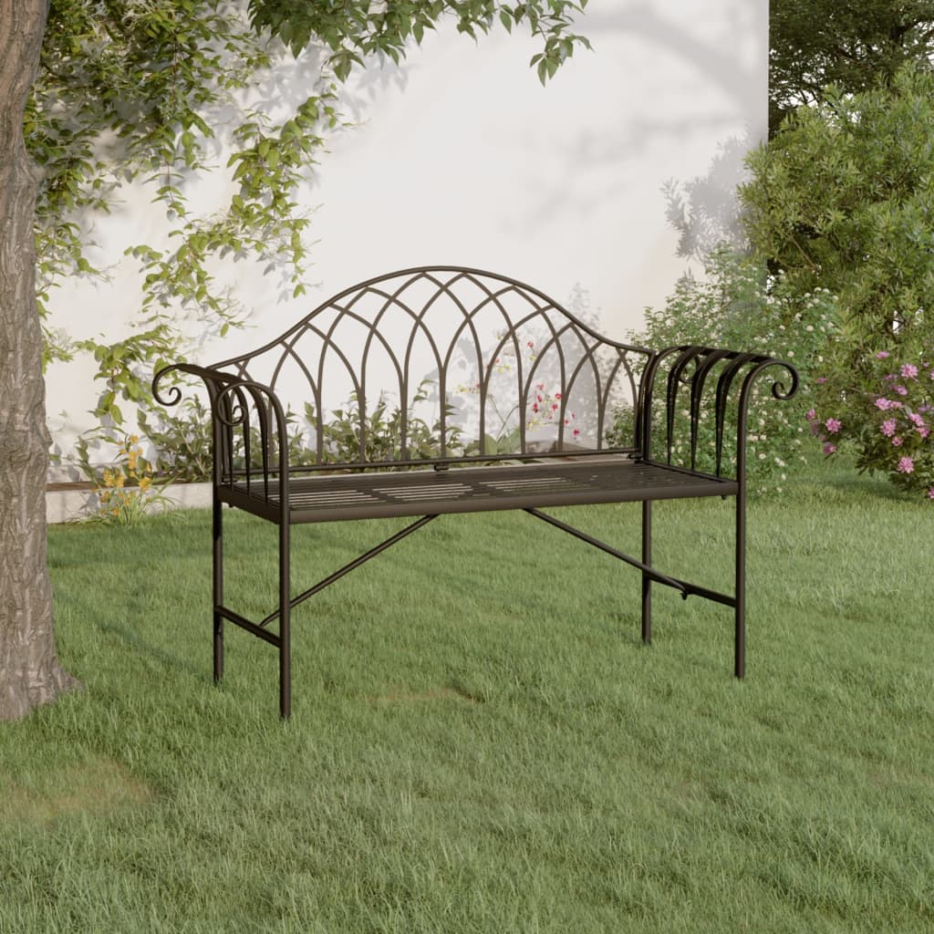 vidaXL 2-miestna záhradná lavička 128 cm oceľová čierna
