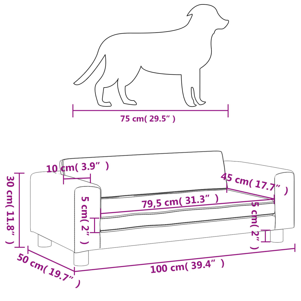 vidaXL Pelech pre psa s nadstavcom krémový 100x50x30 cm umelá koža