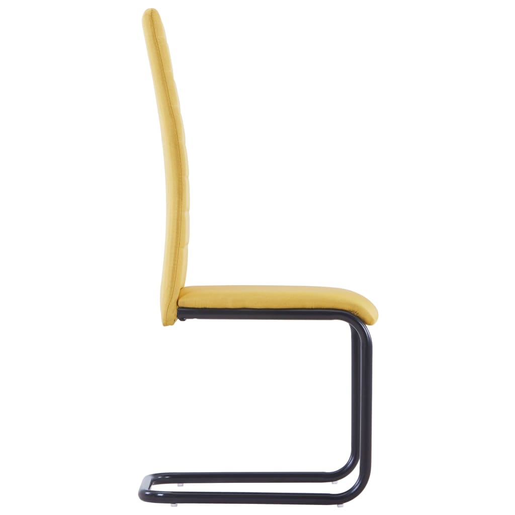 vidaXL Jedálenské stoličky, perová kostra 2 ks, žlté, látka