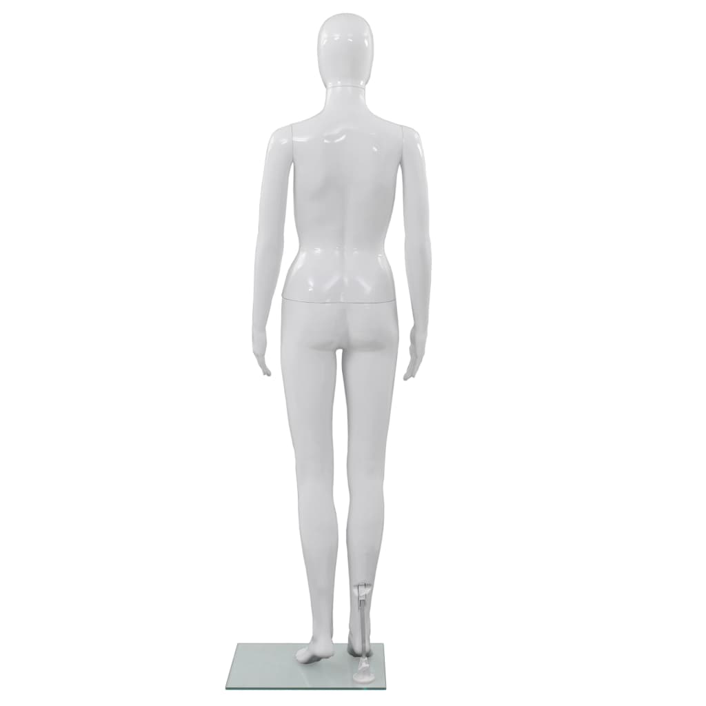 vidaXL Dámska figurína, sklenený podstavec, lesklá biela 175 cm