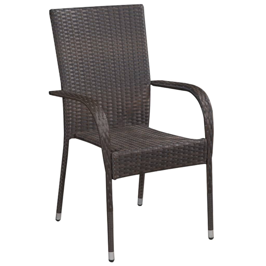 vidaXL Stohovateľné vonkajšie stoličky 4 ks polyratan hnedé
