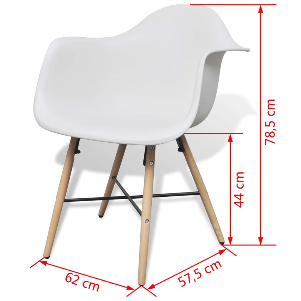 vidaXL Jedálenské stoličky 6 ks, biele, plast a bukové drevo
