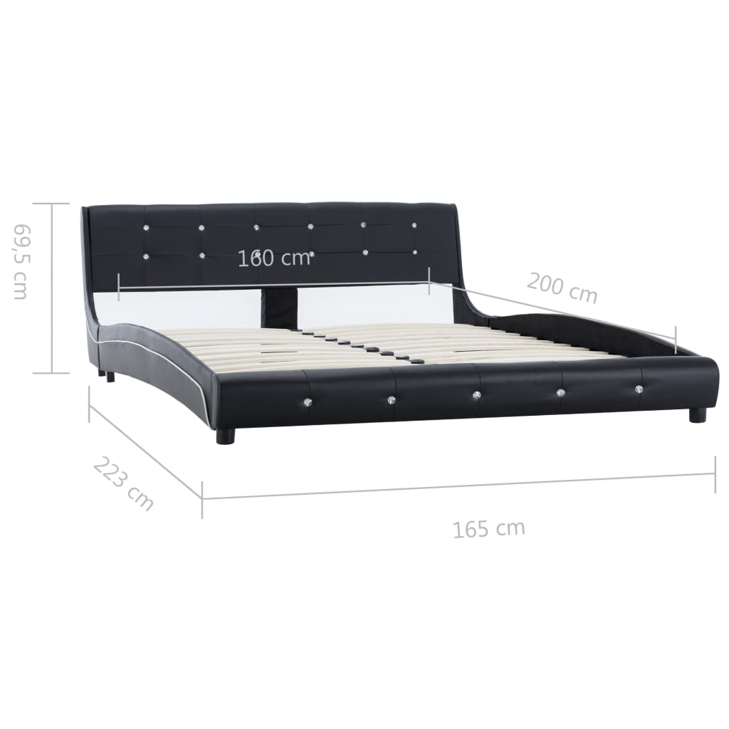 vidaXL Rám postele čierny umelá koža 160x200 cm