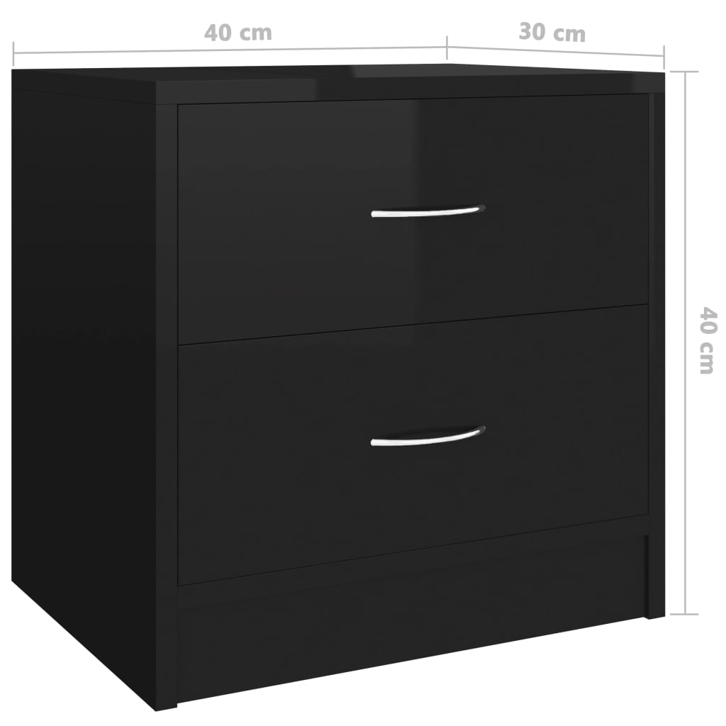 vidaXL Nočný stolík, leský čierny 40x30x40 cm, drevotrieska