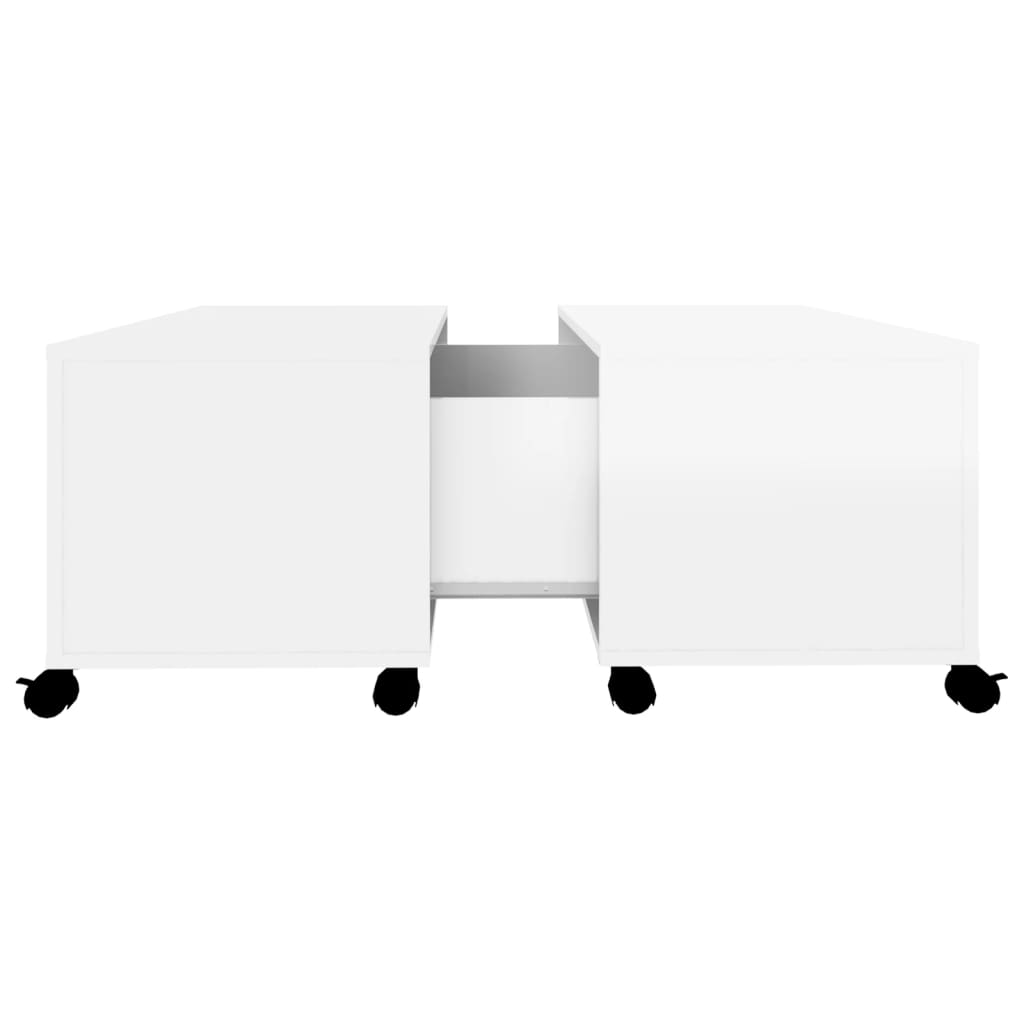 vidaXL Konferenčný stolík lesklý biely 75x75x38 cm drevotrieska