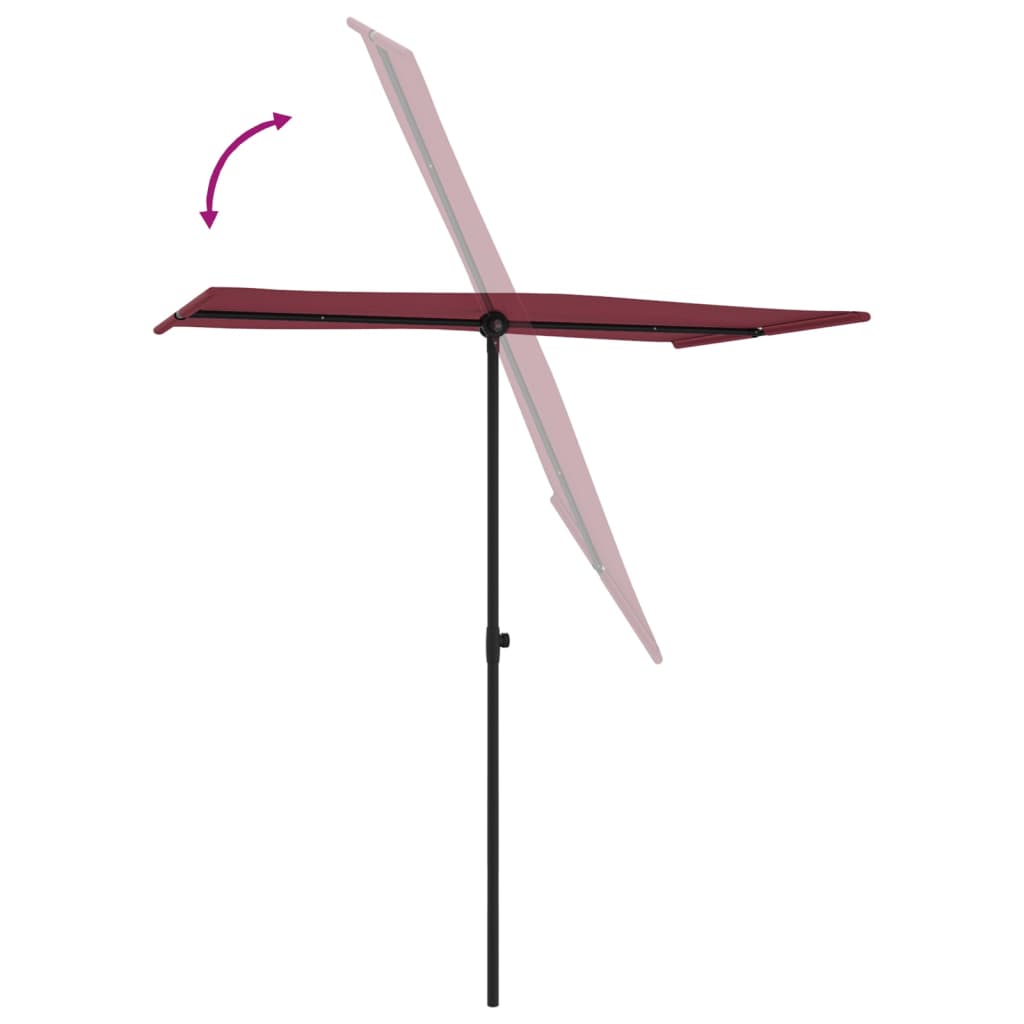 vidaXL Vonkajší slnečník s hliníkovou tyčou 180x130cm, bordovo červený