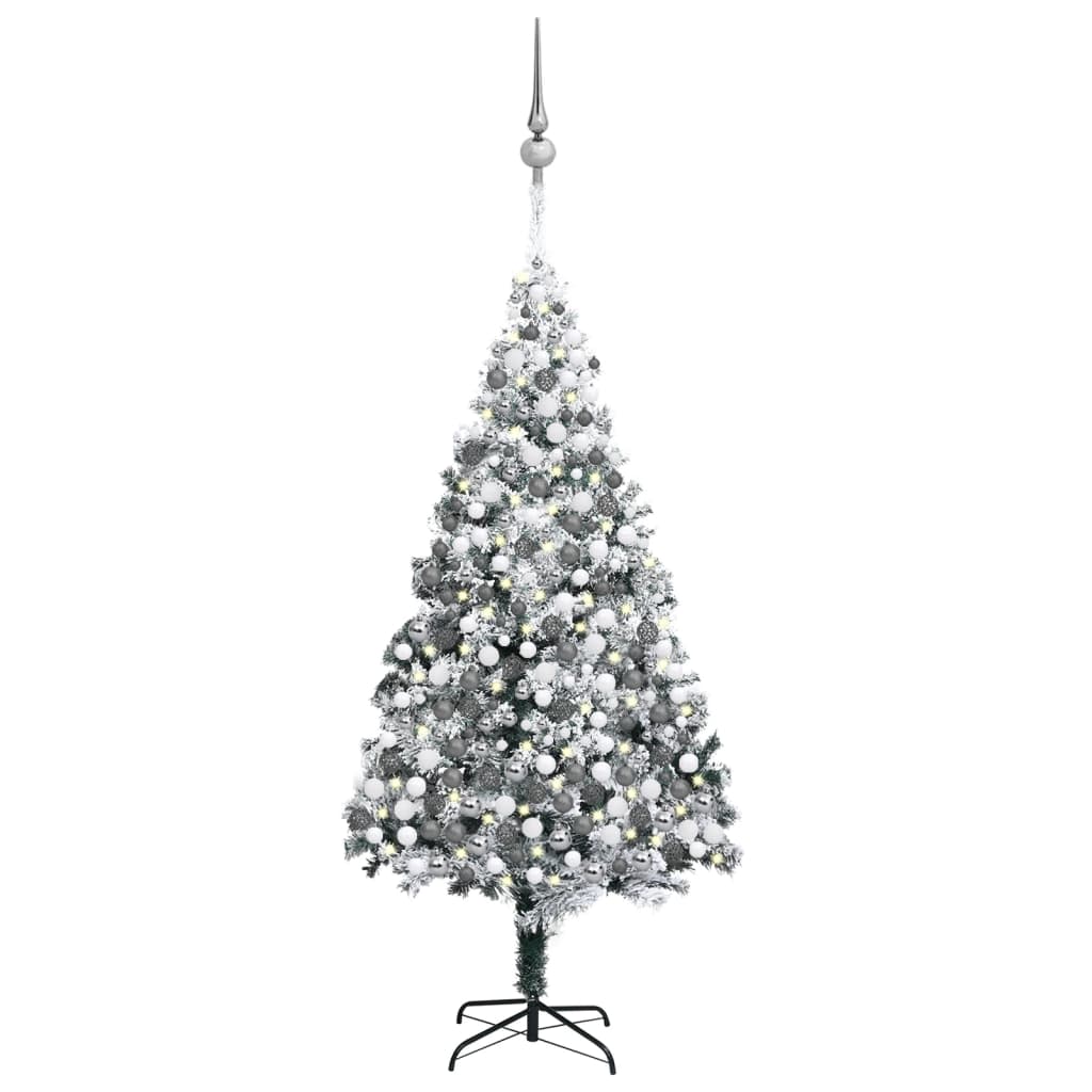 vidaXL Umelý vianočný stromček LED, súprava gulí a sneh zelený 400 cm