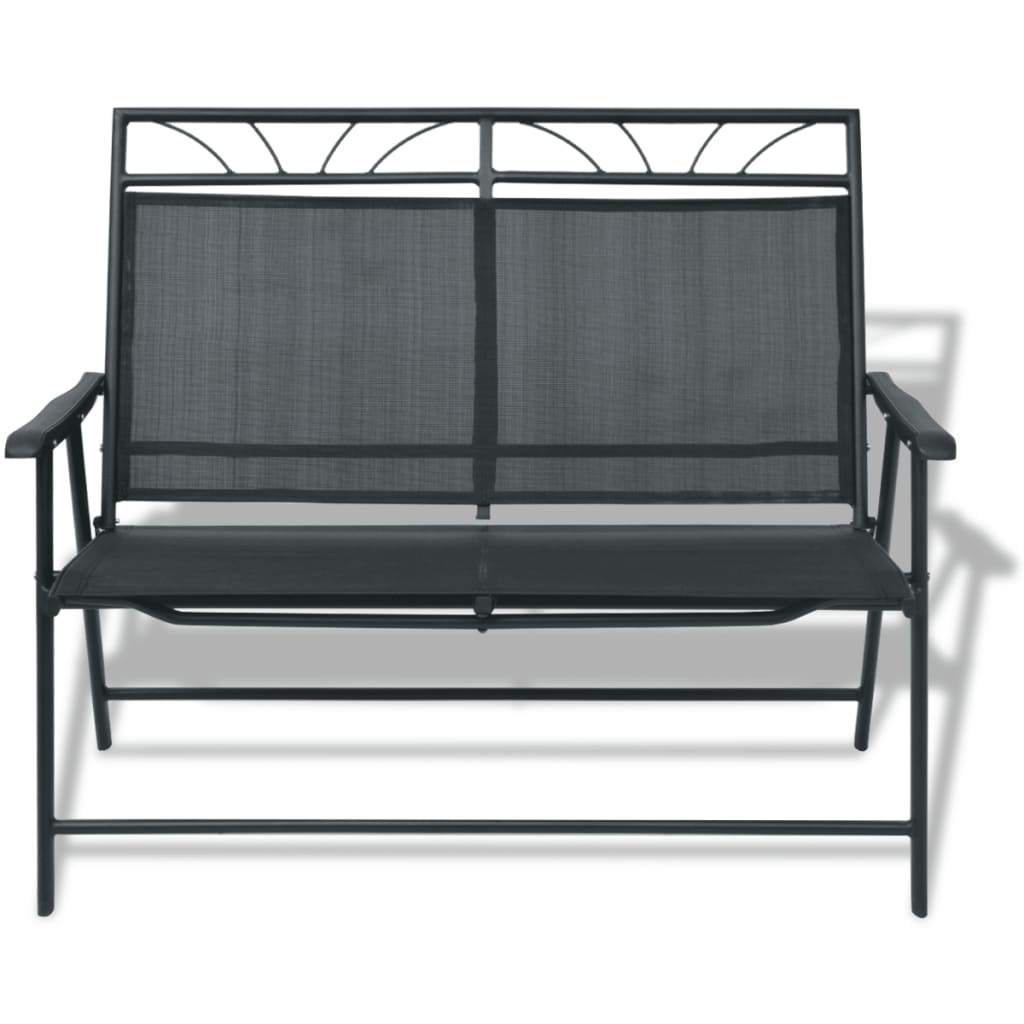 vidaXL Skladacia záhradná lavička 118 cm, oceľ a textilén, čierna