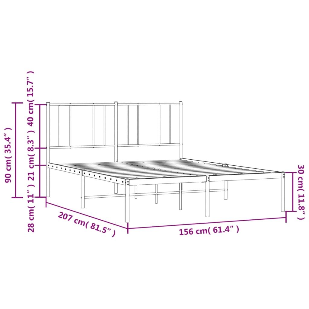 vidaXL Kovový rám postele s čelom čierny 150x200 cm