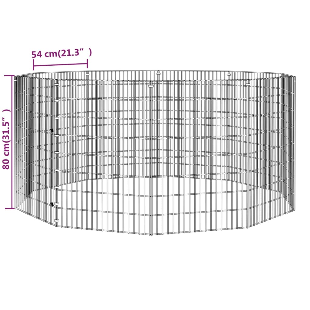 vidaXL 10-panelová klietka pre králiky 54x80 cm pozinkované železo