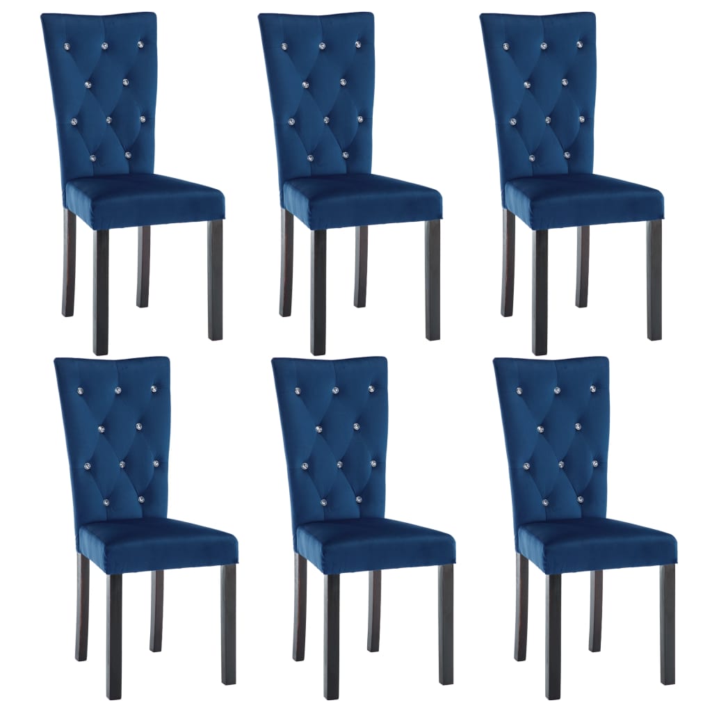 vidaXL Jedálenské stoličky 6 ks, tmavomodré, zamat