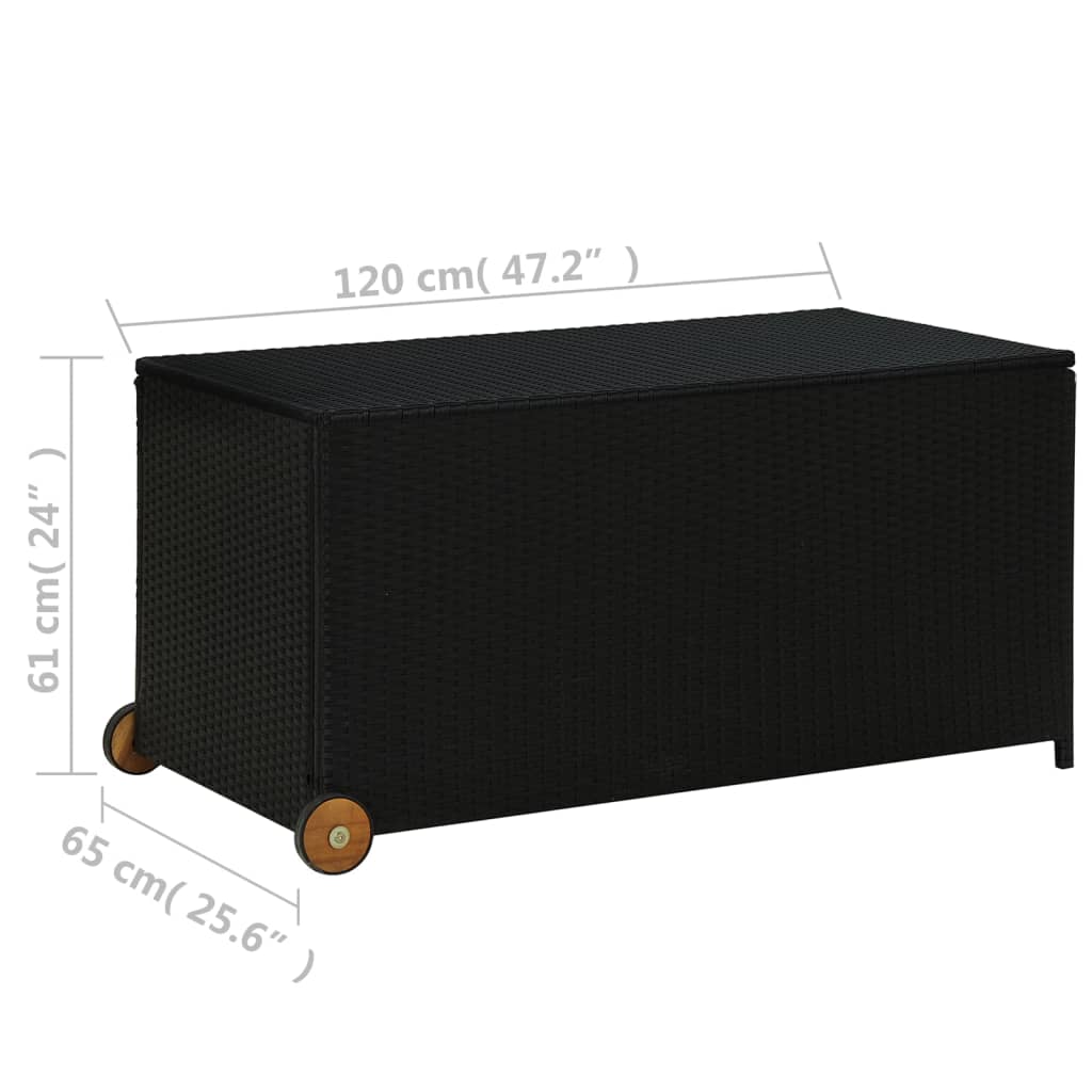 vidaXL Záhradný úložný box, čierny 120x65x61 cm, polyratan