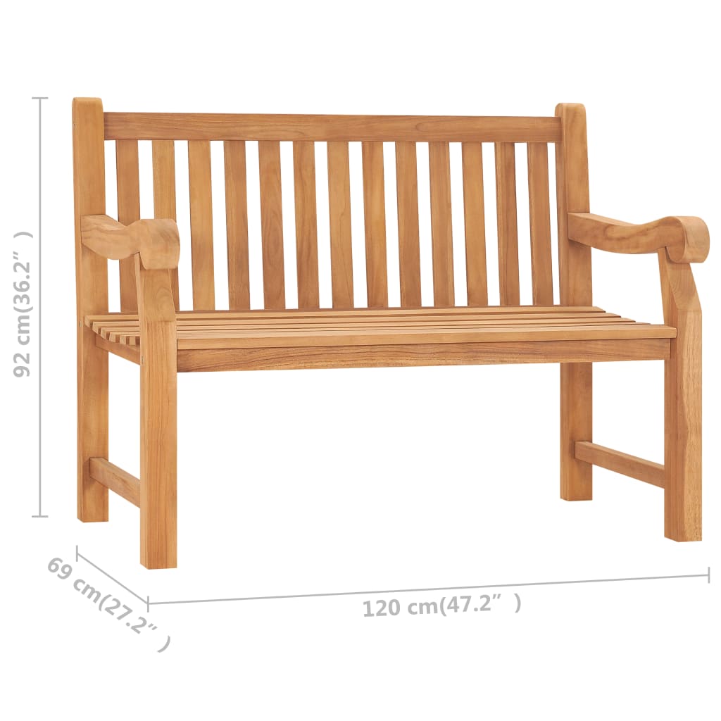 vidaXL Záhradná lavička s vankúšom 120 cm teakový masív