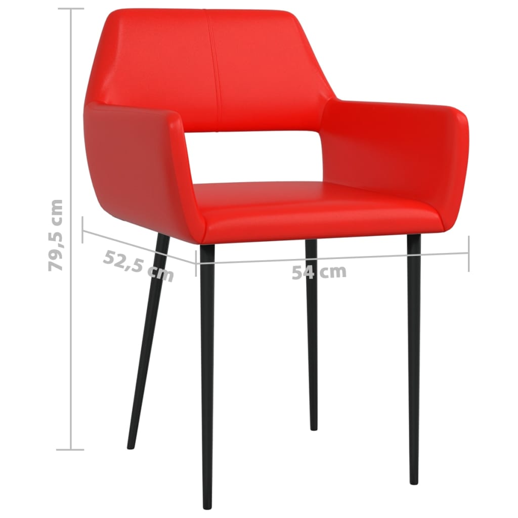 vidaXL Jedálenské stoličky 4 ks, červené, umelá koža