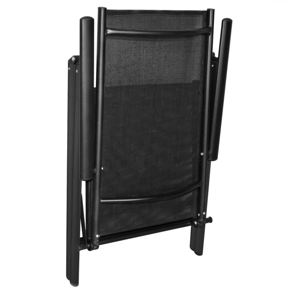 vidaXL Skladacie záhradné stoličky 2 ks, hliník a textilén, čierne