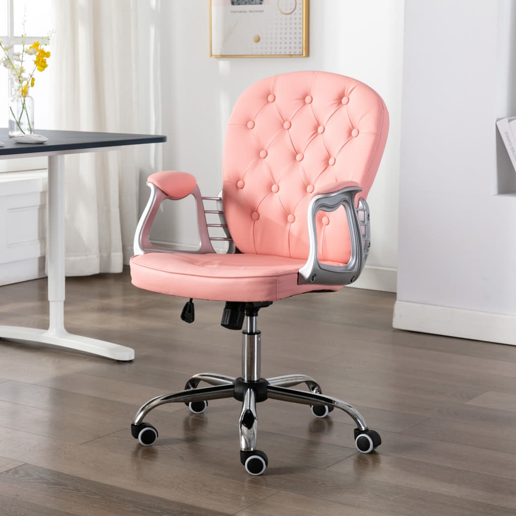 vidaXL Otočná kancelárska stolička ružová umelá koža
