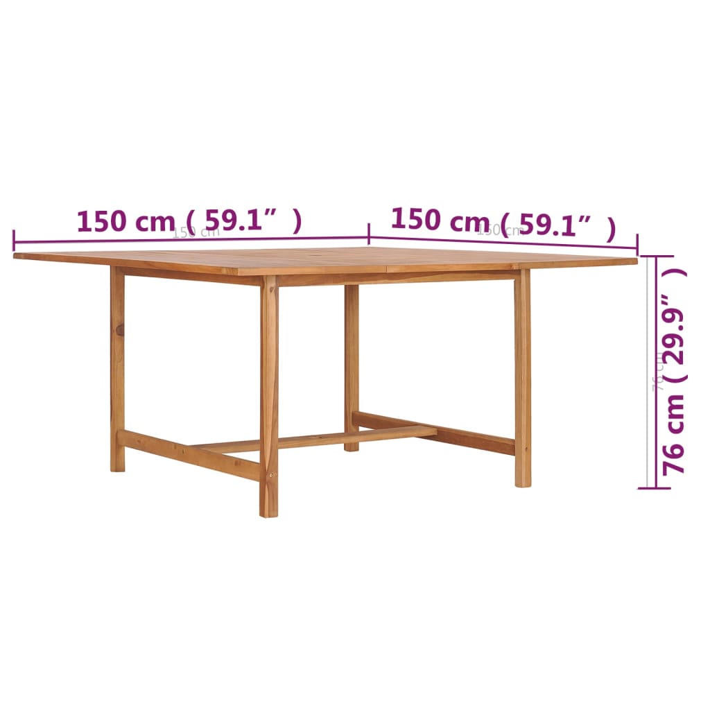 vidaXL Záhradný stôl 150x150x76 cm, tíkový masív