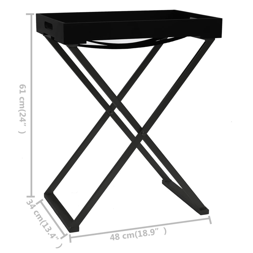 vidaXL Skladací stôl čierny 48x34x61 cm MDF