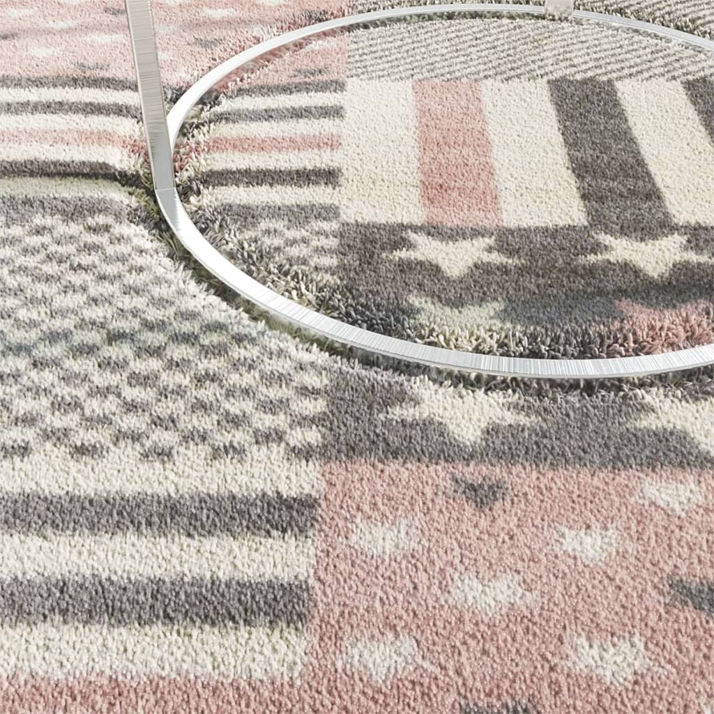vidaXL Detský koberec 120x170 cm, vzor s hviezdičkami, ružový