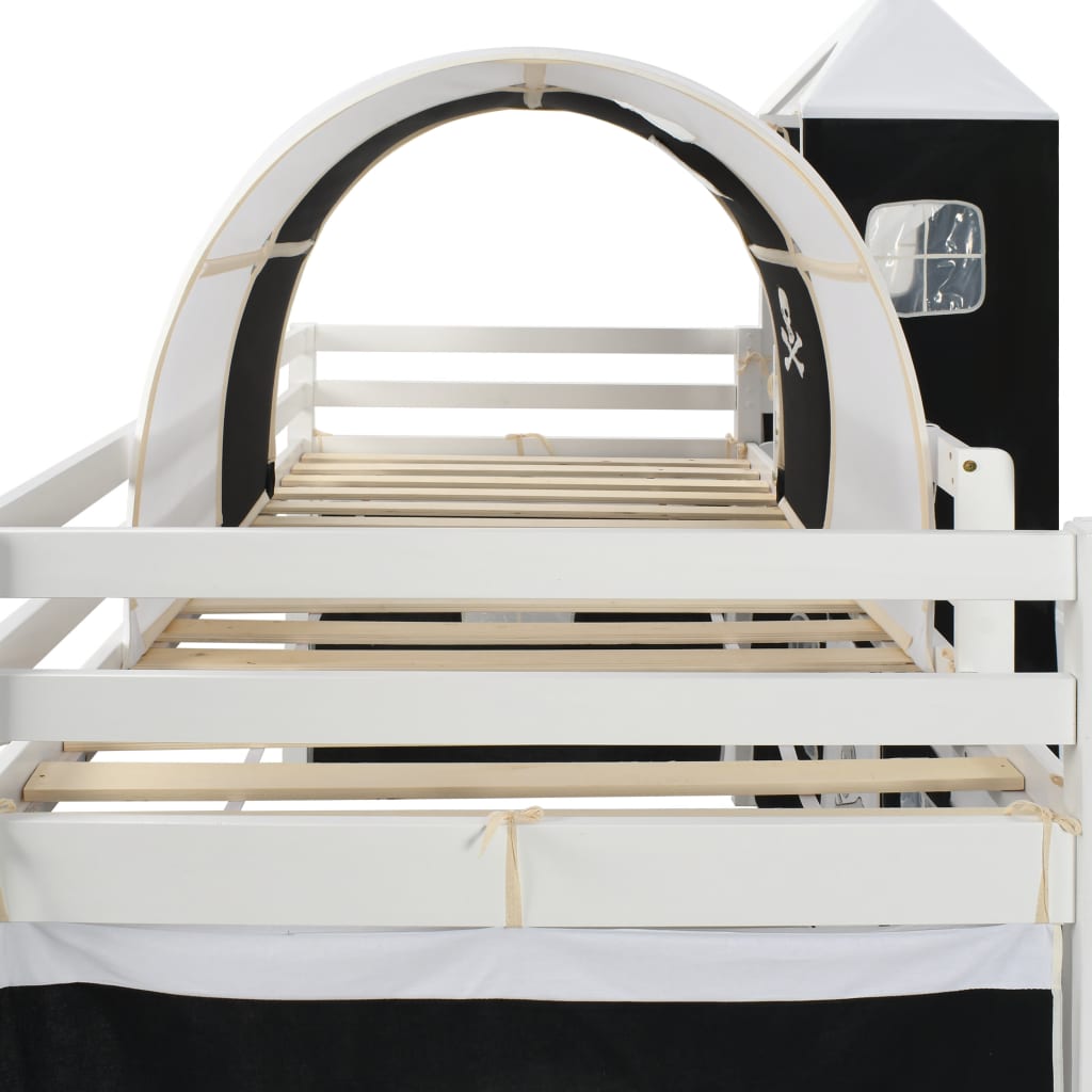 vidaXL Detská poschodová posteľ šmykľavka a rebrík borovica 97x208 cm