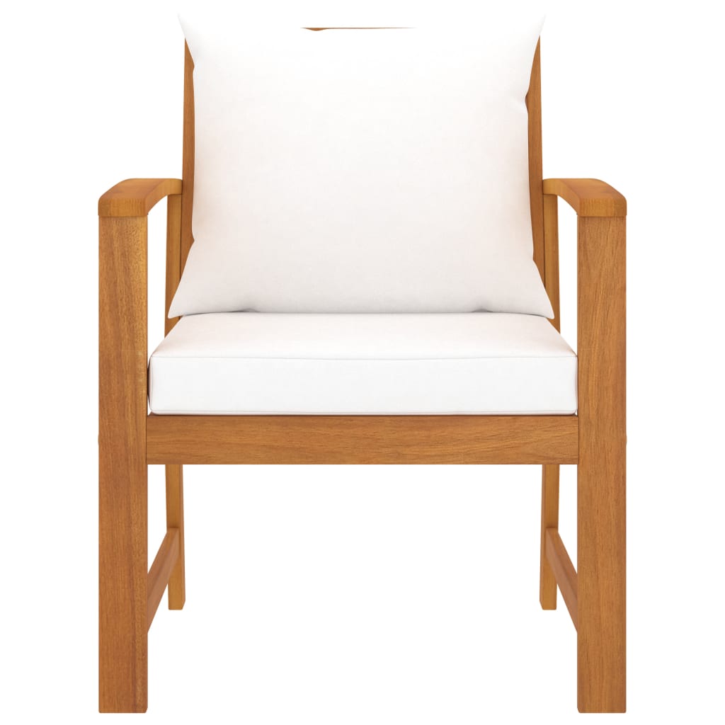 vidaXL Záhradné stoličky 2 ks s krémovými podložkami akáciový masív