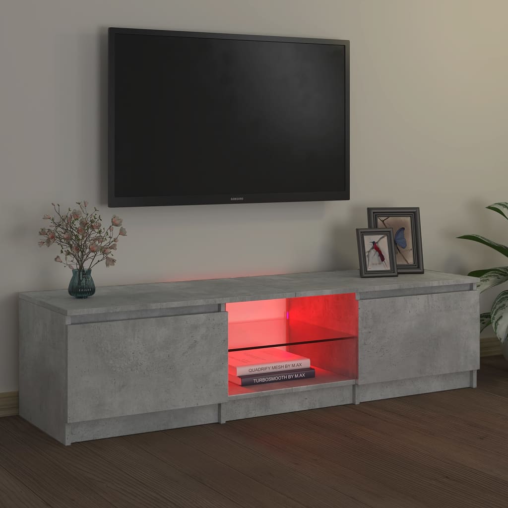 vidaXL TV skrinka s LED svetlami betónovo-sivá 140x40x35,5 cm