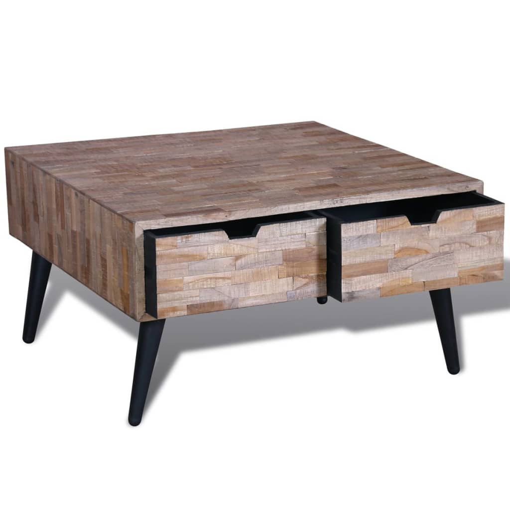 vidaXL Konferenčný stolík so 4 zásuvkami, recyklované tíkové drevo