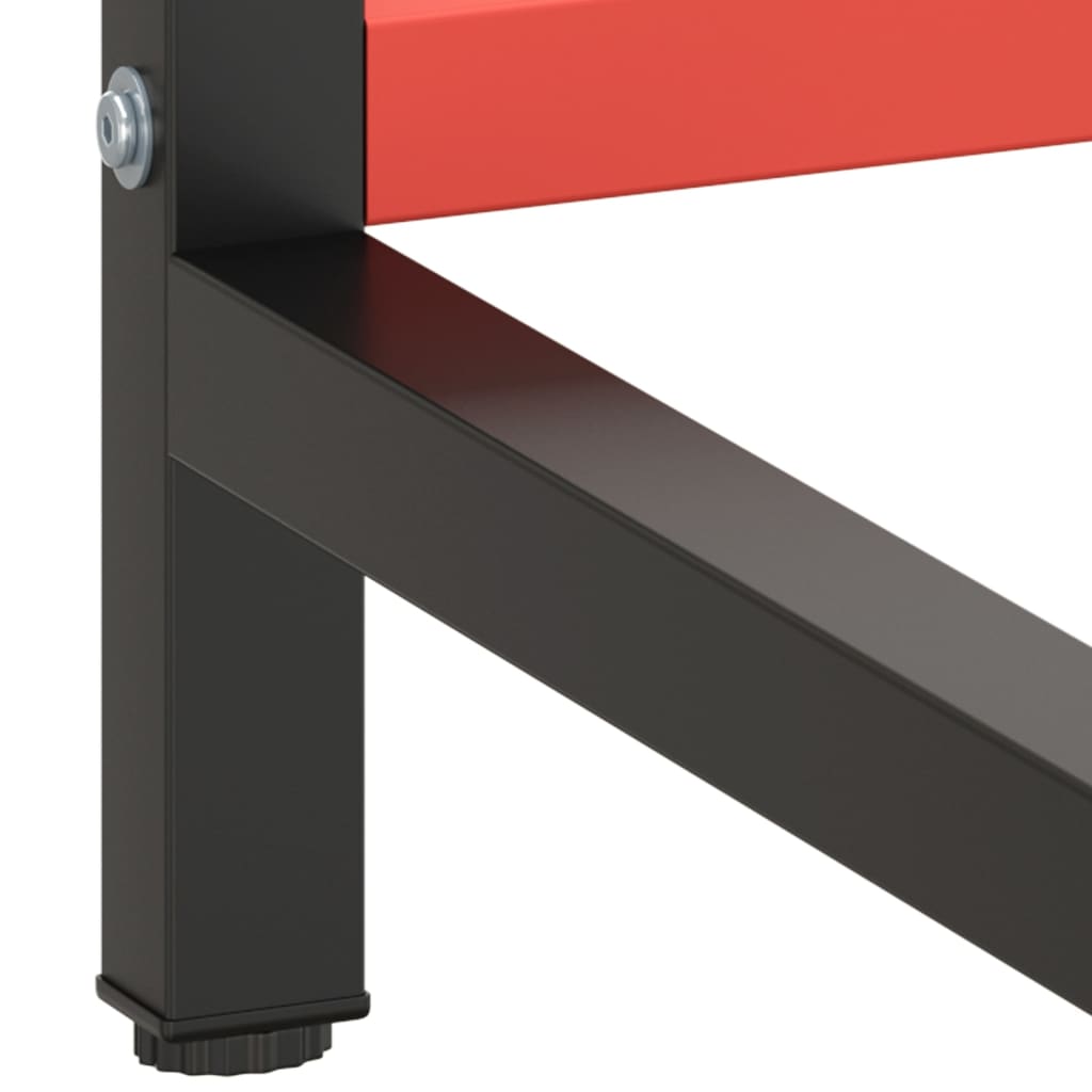 vidaXL Rám pracovného stola matný čierny a matný červený 220x57x79 cm kov