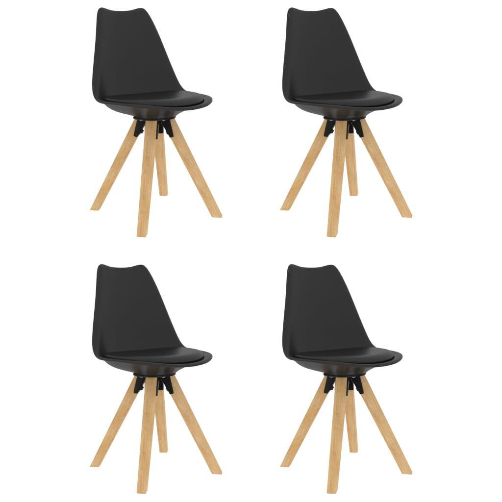 vidaXL Jedálenské stoličky 4 ks čierne PP a bukový masív