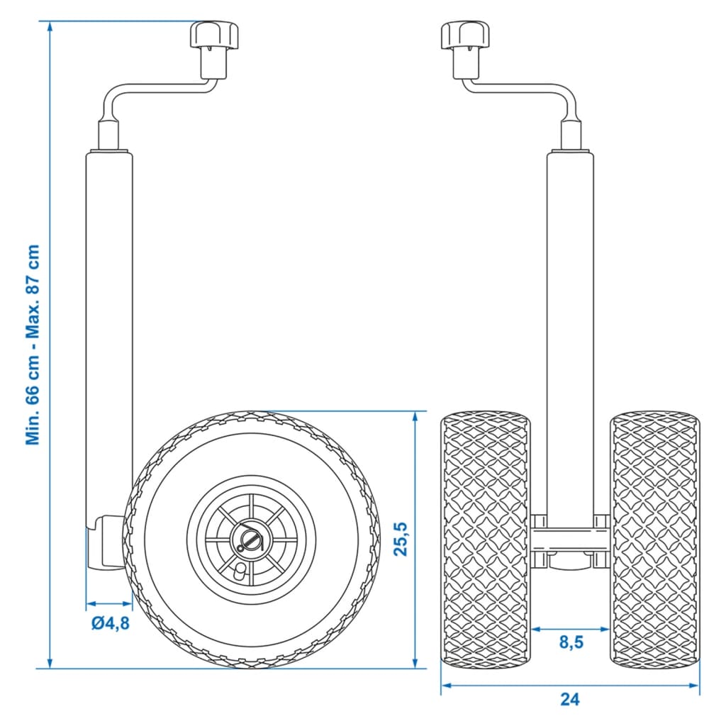 ProPlus Dve oporné kolesá, plastová obruba so vzduchom plnenými kolesami 26x8,5 cm 341508